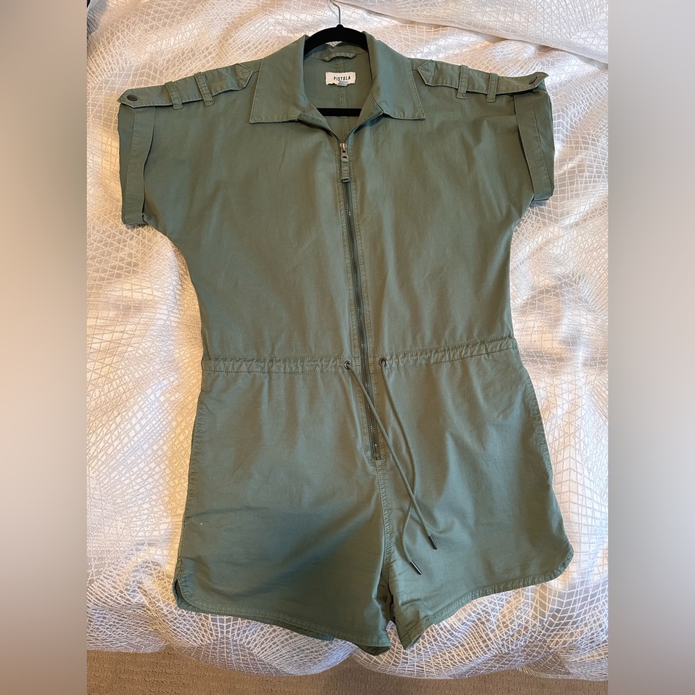 Green Short Sleeve Romper